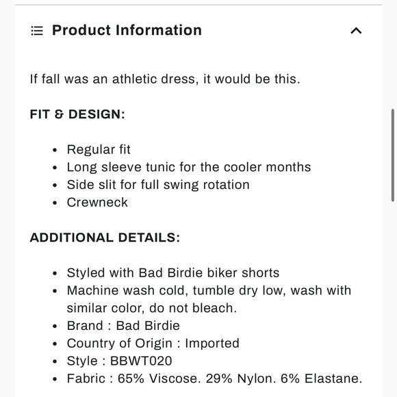 Bad Birdie Long Sleeve High Slit Tunic Crewneck Athletic Pullover Golf Tennis XS - Picture 8 of 14